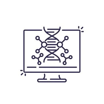 Dna research and genetics vector line icon Stock Illustration