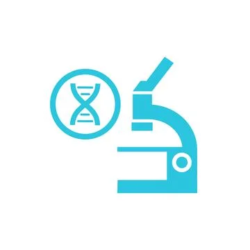 Dna research, science microscope icon. From blue icon set. Stock Illustration