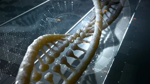 Dna research. seamless loopable 3d animation. 8k uhd Vídeo Stock 85628939
