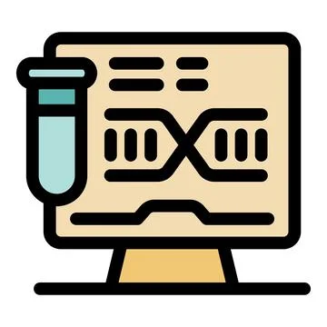 Dna research showing on computer screen with test tube icon Stockillustratie