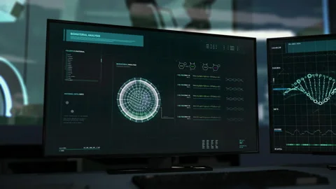 Dna research software is analyzing the genetic structure of a patient at a lab Video stock 155706875