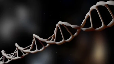 DNA. Rotating DNA. Genetic engineering scientific concept. The flying particles Stock-Footage 76847542