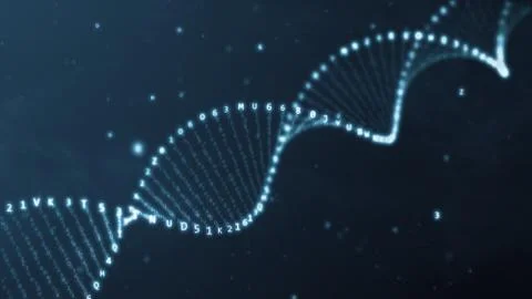 DNA rotation from hexadecimal code 3d illustration Stockfoto's