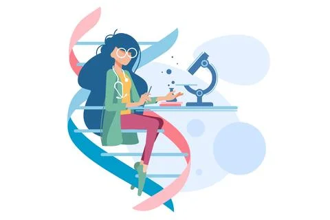 DNA scientist at work Illustrazione stock