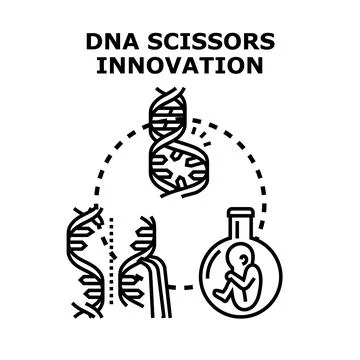 Dna scissors innovation concept and genetic engineering Stock Illustration