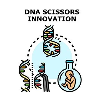 Dna scissors innovation concept and genetic engineering Stock Illustration