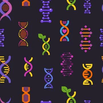 DNA seamless pattern genetic sign with genome or gene in biology medical イラスト素材