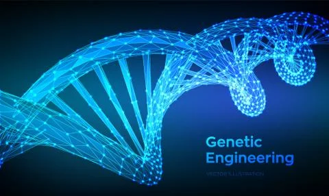 DNA sequence. Abstract 3d polygonal wireframe DNA molecules structure mesh. D 스톡 일러스트