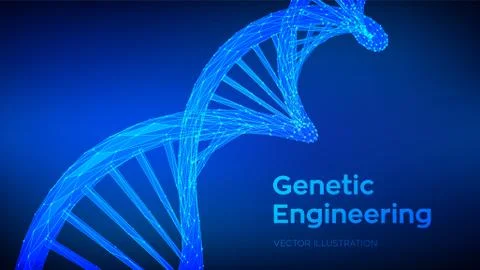 DNA sequence. Abstract 3d polygonal wireframe DNA molecules structure mesh. D Stock Illustration