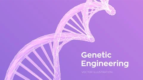 DNA sequence. Abstract 3d polygonal wireframe DNA molecules structure mesh. D Illustrazione stock