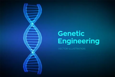 DNA sequence in hands. Wireframe DNA molecules structure mesh. DNA code edita Illustrazione stock