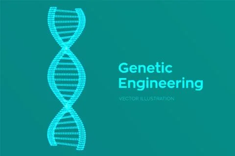 DNA sequence in hands. Wireframe DNA molecules structure mesh. DNA code edita イラスト素材