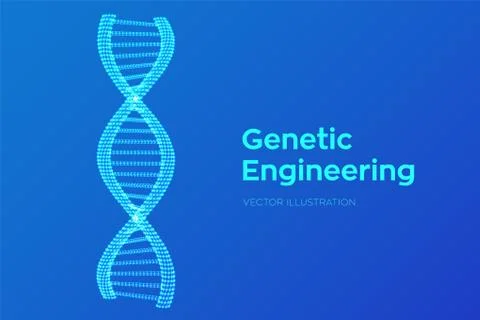 DNA sequence in hands. Wireframe DNA molecules structure mesh. DNA code edita Illustrazione stock
