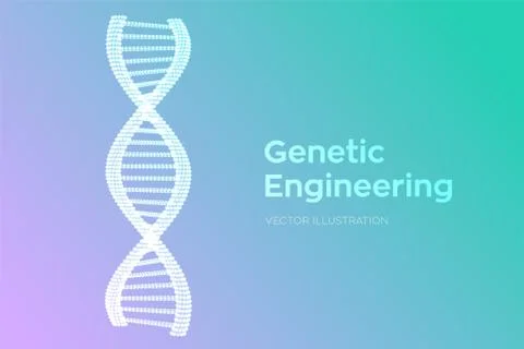 DNA sequence in hands. Wireframe DNA molecules structure mesh. DNA code edita Illustrazione stock