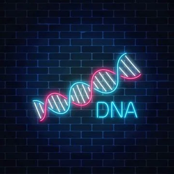 Dna sequence sign in neon style Dna sequence sign in neon style on dark brick Illustrazione stock