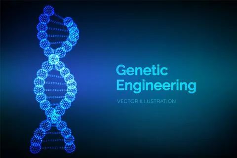 DNA sequence. Wireframe DNA molecules structure mesh. DNA code editable templ Illustrazione stock