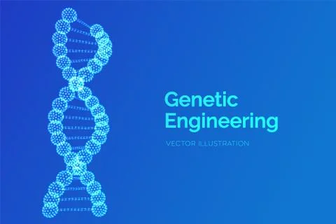 DNA sequence. Wireframe DNA molecules structure mesh. DNA code editable templ Illustrazione stock