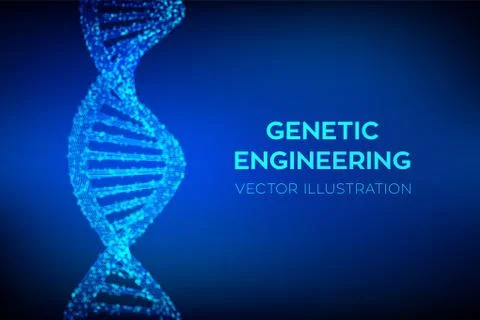 DNA sequence. Wireframe DNA molecules structure mesh. DNA code editable templ Illustrazione stock
