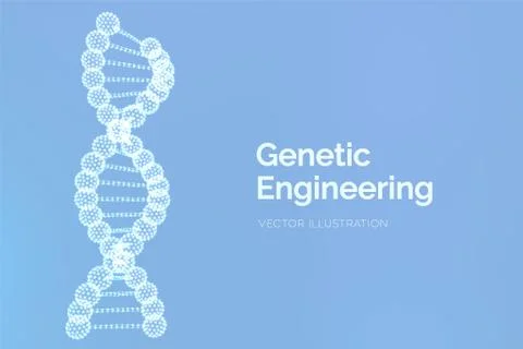 DNA sequence. Wireframe DNA molecules structure mesh. DNA code editable templ 스톡 일러스트