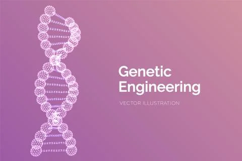 DNA sequence. Wireframe DNA molecules structure mesh. DNA code editable templ Illustrazione stock