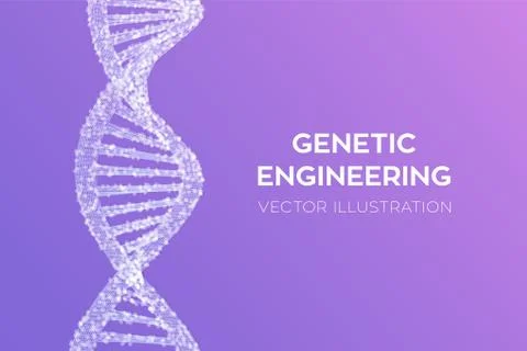 DNA sequence. Wireframe DNA molecules structure mesh. DNA code editable templ Illustrazione stock