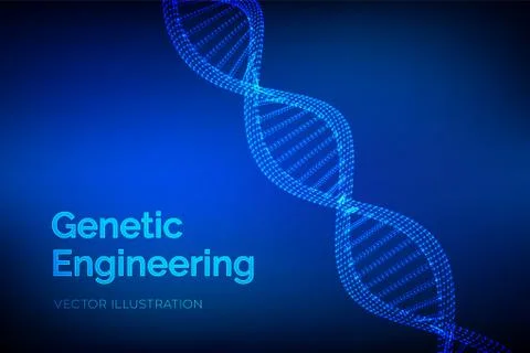 DNA sequence. Wireframe DNA molecules structure mesh. DNA code editable templ Illustrazione stock