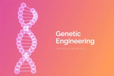 DNA sequence. Wireframe DNA molecules structure mesh. DNA code editable templ 스톡 일러스트
