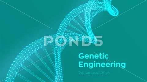 DNA sequence. Wireframe DNA molecules structure mesh. DNA code editable ...