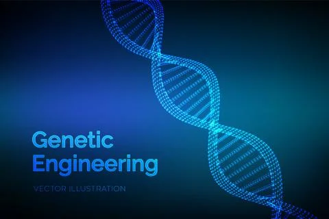 DNA sequence. Wireframe DNA molecules structure mesh. DNA code editable templ Illustrazione stock