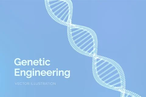 DNA sequence. Wireframe DNA molecules structure mesh. DNA code editable templ Illustrazione stock