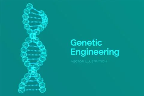 DNA sequence. Wireframe DNA molecules structure mesh. DNA code editable templ Illustrazione stock