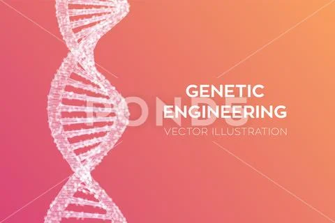 DNA sequence. Wireframe DNA molecules structure mesh. DNA code editable ...