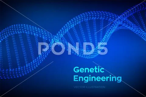 DNA sequence. Wireframe DNA molecules structure mesh. DNA code editable ...