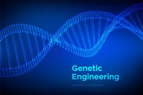 DNA sequence. Wireframe DNA molecules structure mesh. DNA code editable templ Illustration