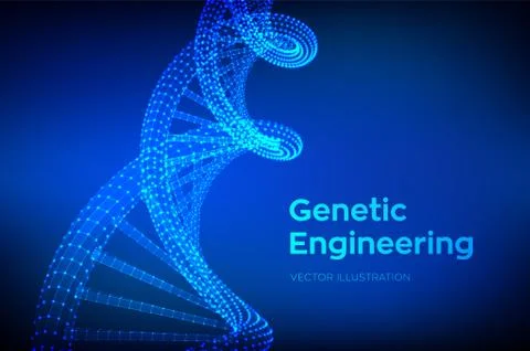 DNA sequence. Wireframe DNA molecules structure mesh. DNA code editable templ Illustrazione stock