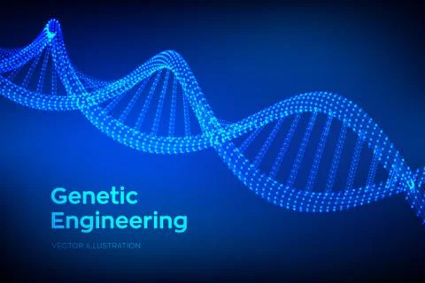DNA sequence. Wireframe DNA molecules structure mesh. DNA code editable templ Illustrazione stock