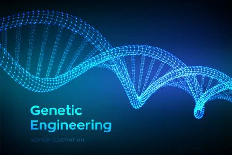 DNA sequence. Wireframe DNA molecules structure mesh. DNA code editable templ Illustrazione stock