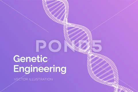 DNA sequence. Wireframe DNA molecules structure mesh. DNA code editable ...