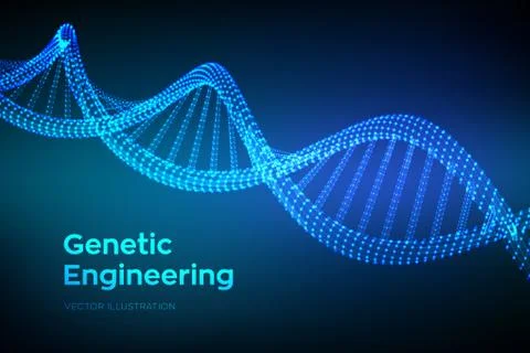 DNA sequence. Wireframe DNA molecules structure mesh. DNA code editable templ Illustrazione stock
