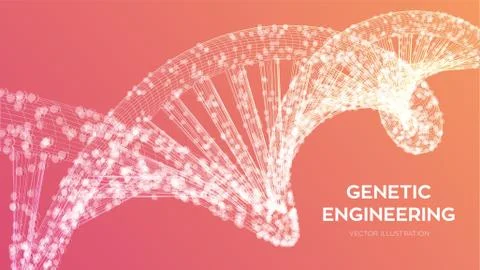 DNA sequence. Wireframe DNA molecules structure mesh. DNA code editable templ Illustrazione stock