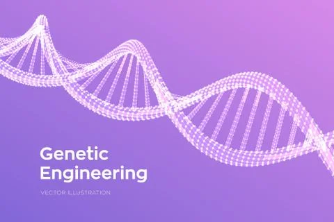 DNA sequence. Wireframe DNA molecules structure mesh. DNA code editable templ Illustrazione stock