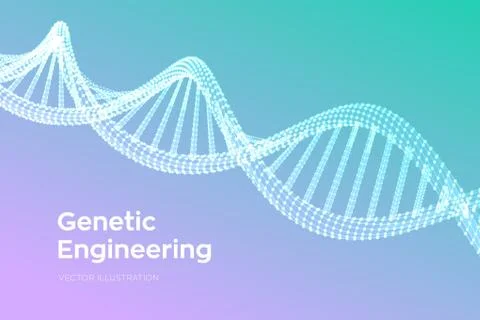DNA sequence. Wireframe DNA molecules structure mesh. DNA code editable templ Illustration