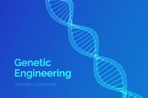DNA sequence. Wireframe DNA molecules structure mesh. DNA code editable templ Illustrazione stock