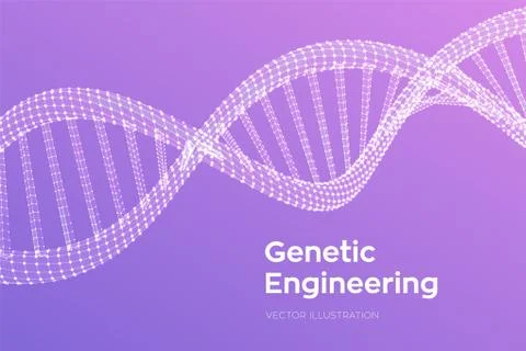DNA sequence. Wireframe DNA molecules structure mesh. DNA code editable templ Illustrazione stock
