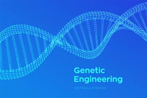 DNA sequence. Wireframe DNA molecules structure mesh. DNA code editable templ Illustrazione stock