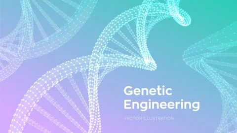 DNA sequence. Wireframe DNA molecules structure mesh. DNA code editable templ Illustrazione stock