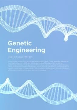 DNA sequence. Wireframe DNA molecules structure mesh. DNA code editable templ Illustrazione stock