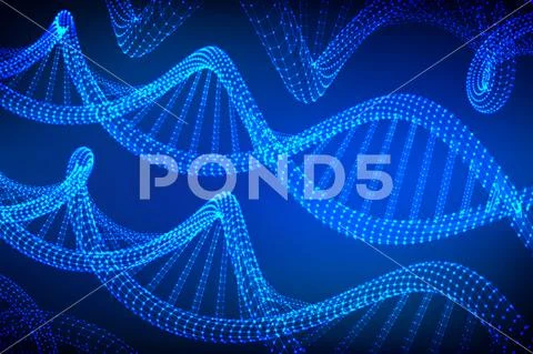 DNA sequence. Wireframe DNA molecules structure mesh. DNA code editable ...