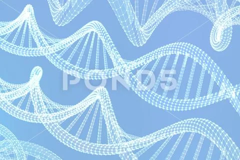 DNA sequence. Wireframe DNA molecules structure mesh. DNA code editable ...