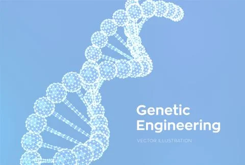 DNA sequence. Wireframe DNA molecules structure mesh. DNA code editable templ 스톡 일러스트